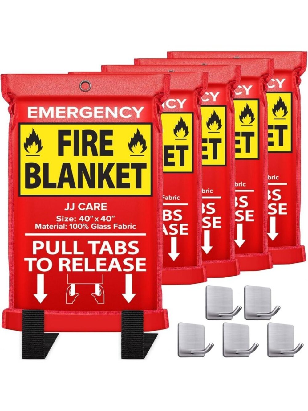 Emergency Fire Blanket 5 Pack - 40"x40" Flame Retardant Safety Cover for Home